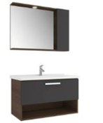 Resim Trevı 100Cm Set Banyo Dolabı Antrasıt/Cevız 