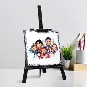 Resim 3 Çocuklu Kahraman Aile Karikatürlü Şövalye Ayaklı Taş 