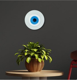 Resim Minimalist Beyaz Nazar Boncuğu El Yapımı Ahşap Büyük Nazarlık 15 