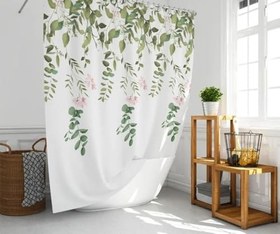 Resim Banyo Perdesi 1x120x200 Tek Kanat Duş Perdesi Halka Hediyeli 7184 