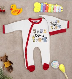 Resim Bk Kids Kişiye Özel Bebek Kıyafeti, Bebek Giyim Hediyesi, Tulum Zıbın Ve Kukuletalı Şapka Seti-19 Çok Renkli 