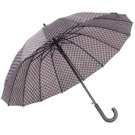Resim Marlux Rst Gri Kareli Ekose Fiber 16 Telli Erkek Baston Şemsiye M21marrst02r005 - Bordo 