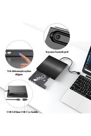 Resim MultiZone Usb 3.0 Taşınabilir Ultra İnce Harici Cd Dvd Yazıcı Okuyucu Windows Mac Uyumlu 