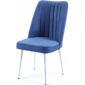 Resim Vento Sandalye - Jerika Mavi- Metal Beyaz Ayak 