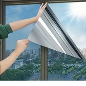 Resim Statik Yapışkan Tek Yönlü Gümüş Pencere Filmi - Gizlilik ve Güneş Işığı Filtrasyonu, Koruma, Kolay Uygulama PVC Sticker, 89.92x500.0 cm, Ev Camı için Klasik Tarz, Statik Yapışkan Pencere Filmi | Statik Yapışkan Uygulama | Hafif Pencere Tint, Pencere Tint Fil 