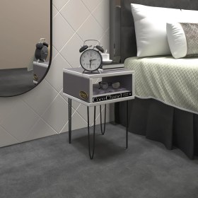 Resim Kenzlife komodin ortense gri komidin 44*29*29 metal ayaklı orta zigon sehpa minik boy (m) 