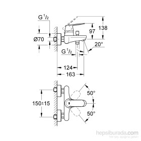 Resim Grohe Eurocosmo Tek Kumandalı Banyo Bataryası - 32831000 
