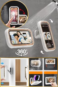 Resim Hane Dostu Kendinden Güçlü Yapışkanlı Su Geçirmez | 360 ° Dönebilen Telefon Tutucu | Banyo Duş Telefon Standı 