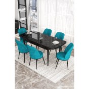 Resim Canisa Concept Kor Serisi 70X114 Açılabilir Siyah Mermer Mutfak Masa Takımı 