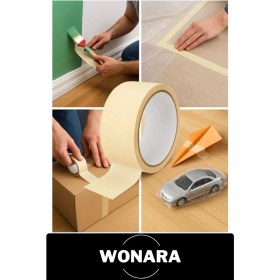 Resim Wonara #krepkağıt Iz Bırakmadan Çıkartılabilir Isıya Dayanıklı Kolay Sökülebilen Maskeleme Boya Bant 3 Adet 