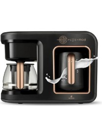 Resim Çok Fonksiyonlu Türk Kahve Makinesi, Siyah ve Bakır Detaylı 