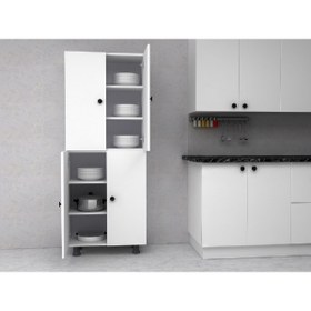 Resim zerkaconcept Venüs Tamamı Mdf 6 Raflı Çok Amaçlı Mutfak Banyo Ayakkabılık Dolabı 50 Cm 
