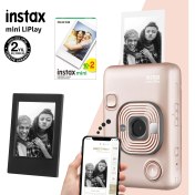 Resim Fujifilm Instax Mini Liplay Hybrid Blush Gold Fotoğraf MAKINESI-20LI Mini Film ve Çerçeve 