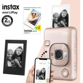 Resim Fujifilm Instax Mini Liplay Hybrid Blush Gold Fotoğraf MAKINESI-20LI Mini Film ve Çerçeve 