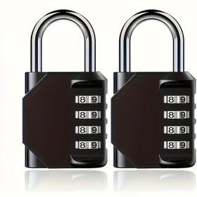 Resim 2 Adet Siyah Çinko Alaşım 4 Haneli Kombinasyon Kilitleri, Alet Kutuları, Okul Dolapları ve Bagajlar için Güvenli 3 Düğmeli Tasarımlı Sıfırlanabilir Kombinasyon Kilitleri, Dolap Kilidi 