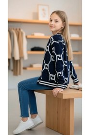 Resim Minimoda Kids Kız Çocuk Geometrik Desen Triko Hırka 