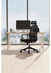 Resim Ofisbazaar Rose Manager Ergonomik Fileli Yönetici Koltuğu Ergonomik Başlıklı Ofis Koltuğu Siyah Siyah 