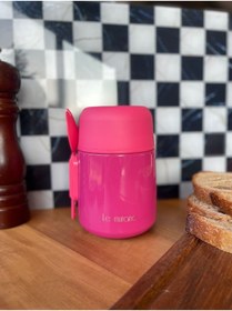 Resim ChefTaste Kaşıklı Yemek Termosu Paslanmaz Çelik 500 ml Pembe Yemek Termosu 