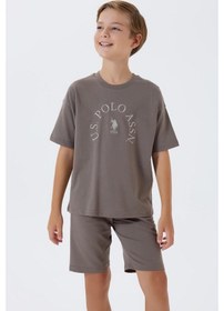 Resim U.S. Polo Assn. U.s. Polo Assn Erkek Çocuk 2 Li Bermuda T-şhirt Takım Koyu Vizon-2313 Vizon 
