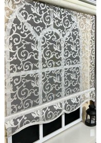 Resim Çift Mekanizmalı Kirli Beyaz Tül Perde Ve Ekru Stor Perde Stb-103 Beyaz 