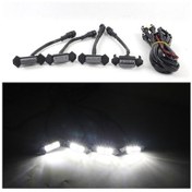 Resim Araba Izgara Led Gündüz Işığı 12v Beyaz Işık Buhar Siyah Kasa 4 Adet Kolay Kurulum 