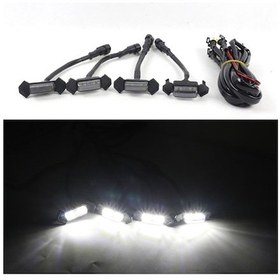 Resim Araba Izgara Led Gündüz Işığı 12v Beyaz Işık Buhar Siyah Kasa 4 Adet Kolay Kurulum 