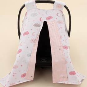 Resim Puset Örtüsü - Çift Taraflı - Pembe Saten - Pembe Bulut 