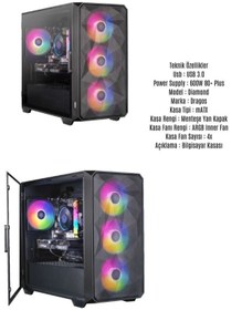 Resim Ramtech RMT2002 R7-5700X 32 GB 500 GB M2 NVMe SSD 8 GB RTX4060 Dos Masaüstü Oyuncu Bilgisayarı 