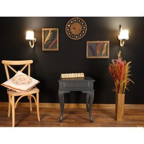 Resim Wooding Çekmeceli Masif Antrasit Komodin Yan Sehpa (548590072) 