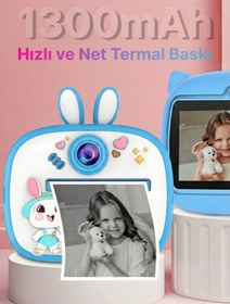 Resim 4 Berry Q7 Taşınabilir Fotoğraf Yazıcı ve Kamera BUNNY MAVİ 