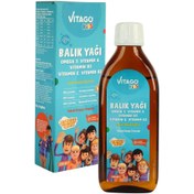 Resim VİTAGO Kids Rafadan Tayfa Balık Yağı Omega 3 Vitamin A D3 E K2 Içeren 150 ml Şurup 