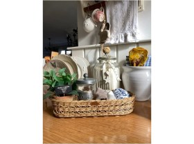 Resim Mediterian Şık Hasır Yağdanlık Sepeti, doğal ve kullanışlı ev aksesuarı, haki renk, 0-249 ml 