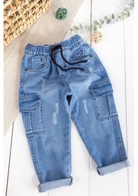 Resim Babymod Kargo Cepli Denim Kumaş Beli Lastikli Erkek Çocuk Kot Pantolon 001 