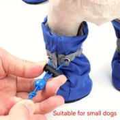 Resim 4 adet Küçük Köpek Pati Koruyucuları Mavi Renkli Siyah Detaylarla - Küçükten Büyük Çeşitlere Uygun Ayarlanabilir, Kaymaz Tasarım, Evcil Hayvanınızın Patilerini Kuru ve Korunaklı Tutun, Giyim Kolay, Pati Koruma | Şık Evcil Ayakkabıları | Ayarlanabilir Askı Tasarımı 