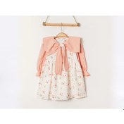 Resim Çiçekli Yaka Fiyonk Detaylı Elbise SOMON 