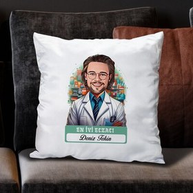 Resim Karikatürlü En Başarılı Erkek Eczacı Yastık 