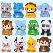 Resim Mini Sevimli Karikatür Hayvan Modelleri Yapı Blokları Oyuncaklar, Tavuk, İnek, Timsah, Ördekler, Fil, Hipopotam, Aslan, Maymun, Sinek, Panda, Rhinoceros, Sivrisinek, Doğum Günü/Noel Hediyeleri 
