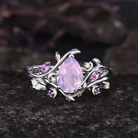 Resim 1 adet Moda Basit Pembe Kalp Zirkonya Nişan ve Düğün Yüzüğü 