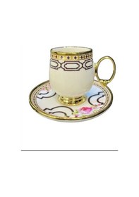 Resim Roykıng Pembe Çiçekli 6 Kişilik Kahve Fincan Takımı Pembe 