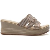 Resim Guja Kadın Dolgu Topuklu Taş Detaylı Günlük Terlik 25y 25y399-1 Z Bej Bej 