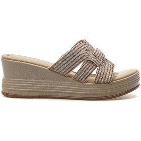 Resim Kadın Dolgu Topuklu Taş Detaylı Günlük Terlik 25y 25y399-1 Z Bej Bej 