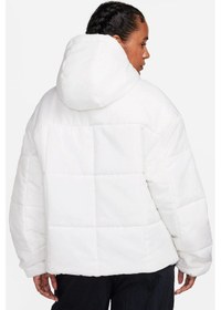 Resim Nike Therma Fit Loose Fit Classic Buffer Bol Kesim Kapüşonlu Kadın Şişme Mont Beyaz Beyaz 