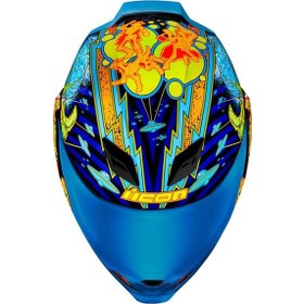 Resim Icon Airflite Bugoid Blitz Kapalı Kask Mavi Yeşil Turuncu Mavi 
