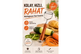 Resim Depozee Paslanmaz Metal Başlıklı Ahşap Saplı Sebze Meyve Soyacağı Mutfak Gereci 