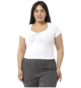 Resim Disentis Büyük Beden Yarım Kollu Göğüste Bağcık Detaylı Kaşkorse Beyaz Body-beyaz Beyaz 