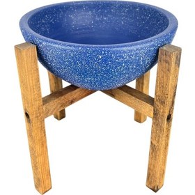 Resim Bitki Tasarımı Ev Dekorasyon Lacivert Granit Aranjman Sunumluk Toprak Saksı 4 Ayaklı 20 Cm Çap 