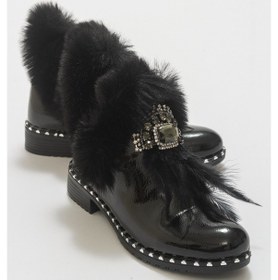 Resim Luvishoes Abuse Siyah Rugan Kürklü Kadın Bot Sıyah Rugan 