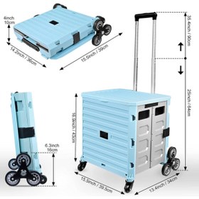 Resim MOONSHOP Katlanır Merdiven Çıkabilen Portatif Çok Fonksiyonlu Koli Yük Paket Taşıma Pazar El Arabası 100kg 