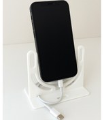 Resim Telefon Ve Şarj Kablosu Düzenleyici Stand Masaüstü Organizer Beyaz Beyaz 