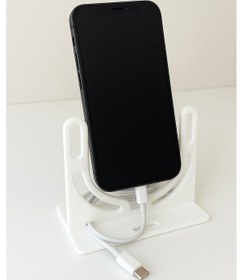 Resim Telefon Ve Şarj Kablosu Düzenleyici Stand Masaüstü Organizer Beyaz Beyaz 